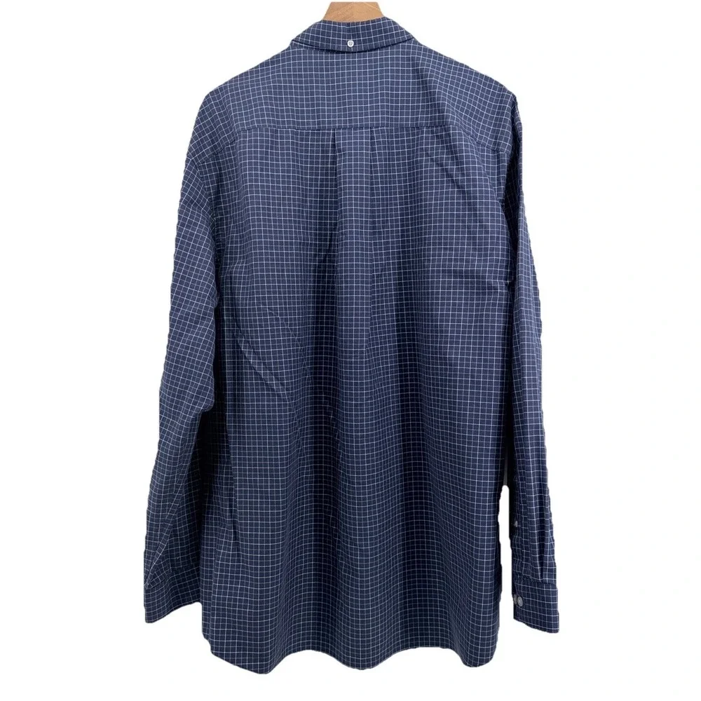 Duluth Trading Co Shirt Mens 2XLT Tall Blue‎ Plaid Grid Long Sleeve 54x35